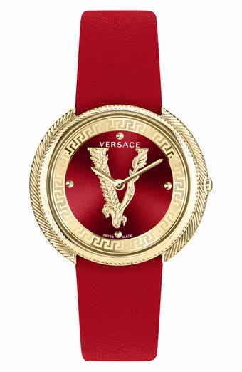 Versace Leather Strap Watch, 38mm