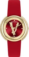 Versace Leather Strap Watch, 38mm