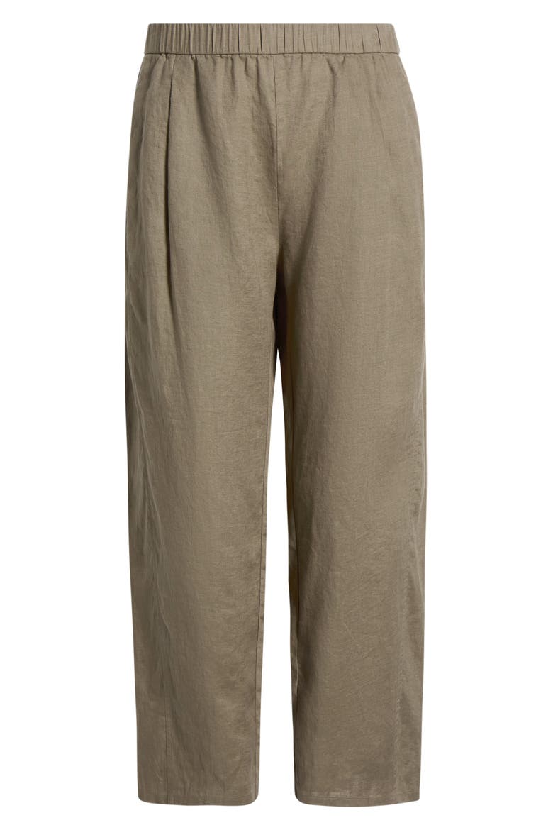 Pleated Organic Linen Ankle Lantern Pants, Alternate, color, WALNUT