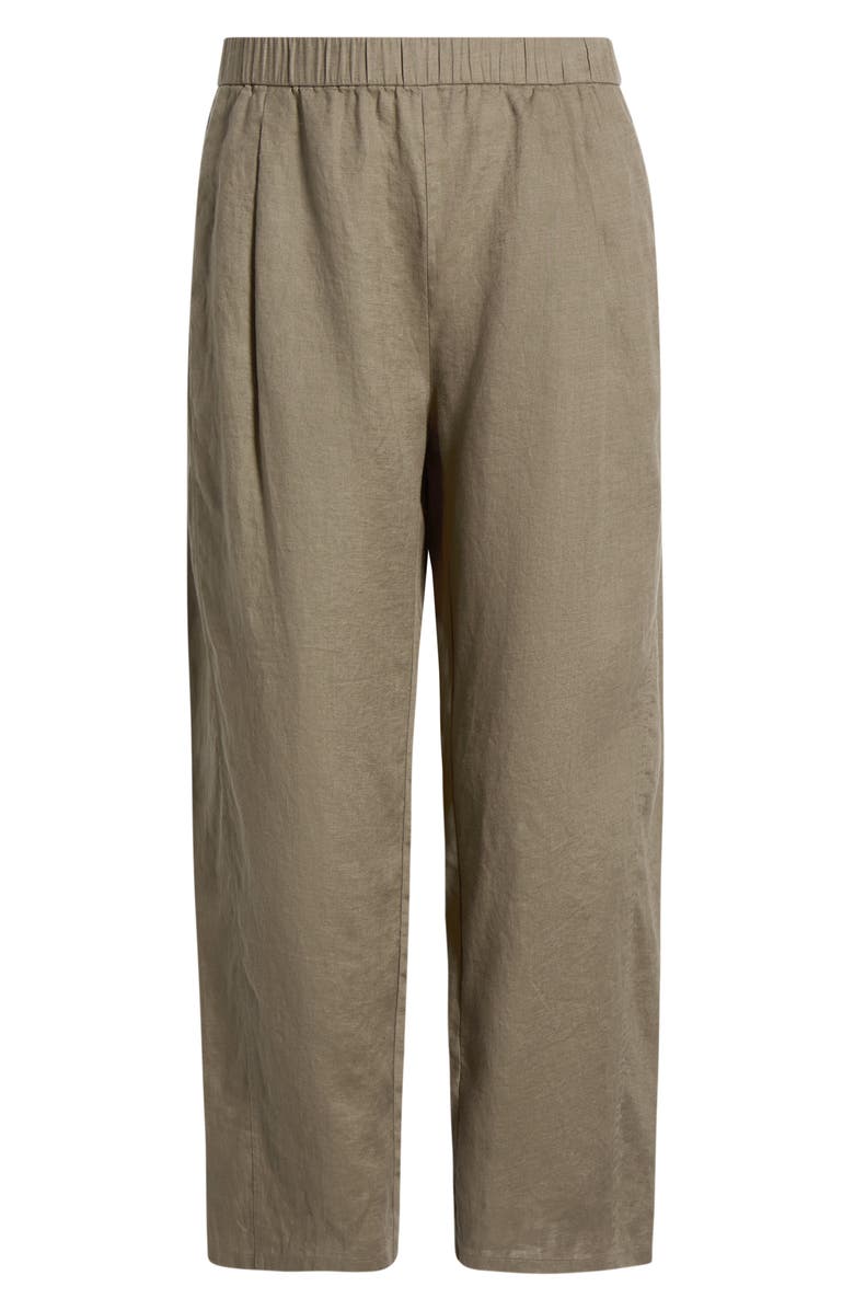Eileen Fisher Pleated Organic Linen Ankle Lantern Pants, Alternate, color, Walnut