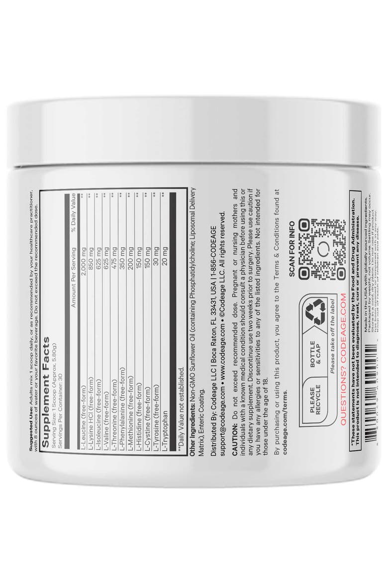 Liposomal Multi Amino+ BCAA Powder Supplement, Alternate, color, White