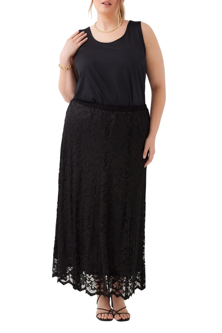 Lace Midi Skirt, Main, color, BLACK