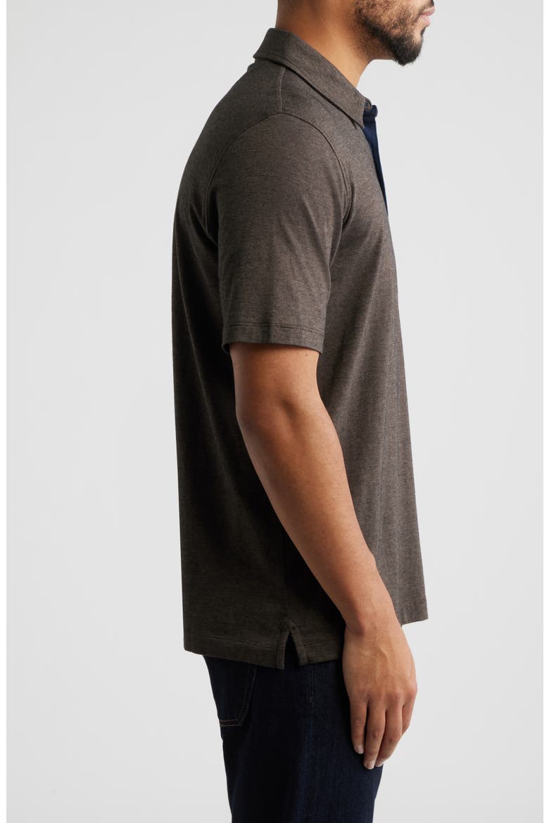 Fine Stripe Polo, Alternate, color, BROWN/ NAVY