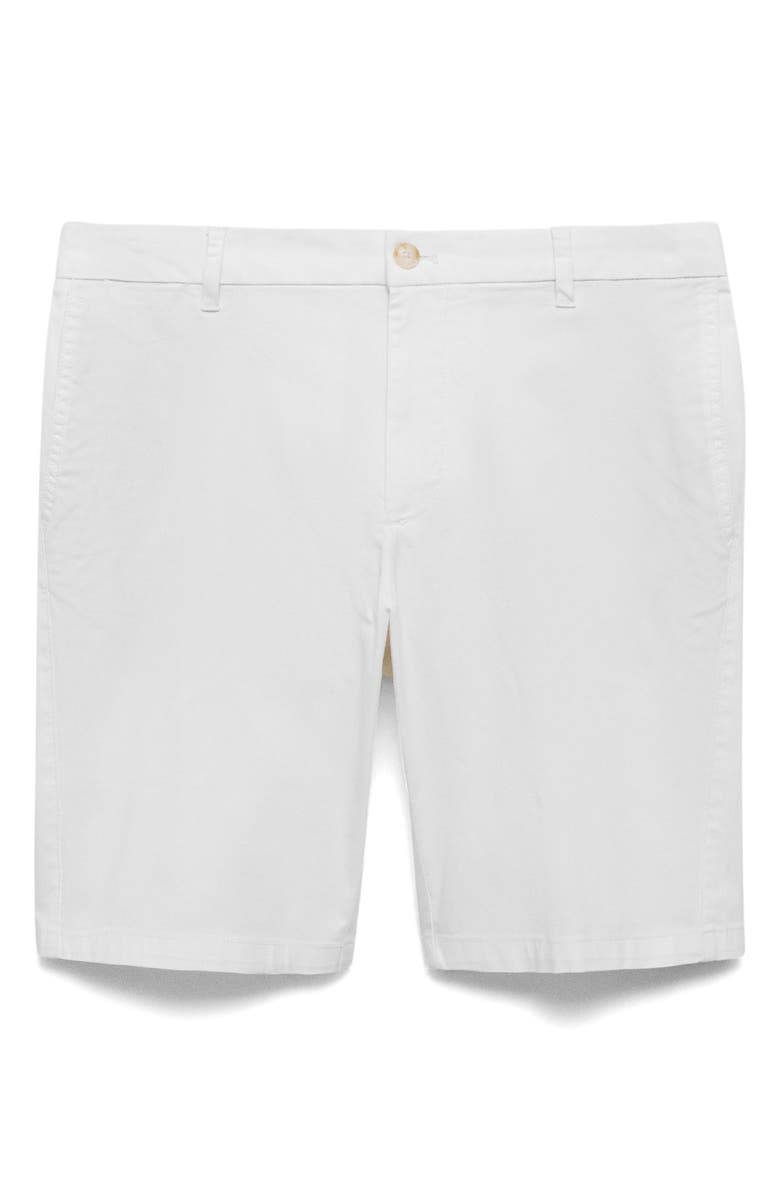 MANGO Flat Front Stretch Cotton Bermuda Shorts, Alternate, color, White