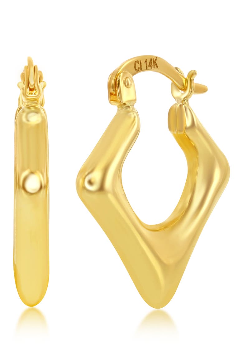 14K Yellow Gold Diamond Shaped Hoop Earrings, Main, color, GOLD