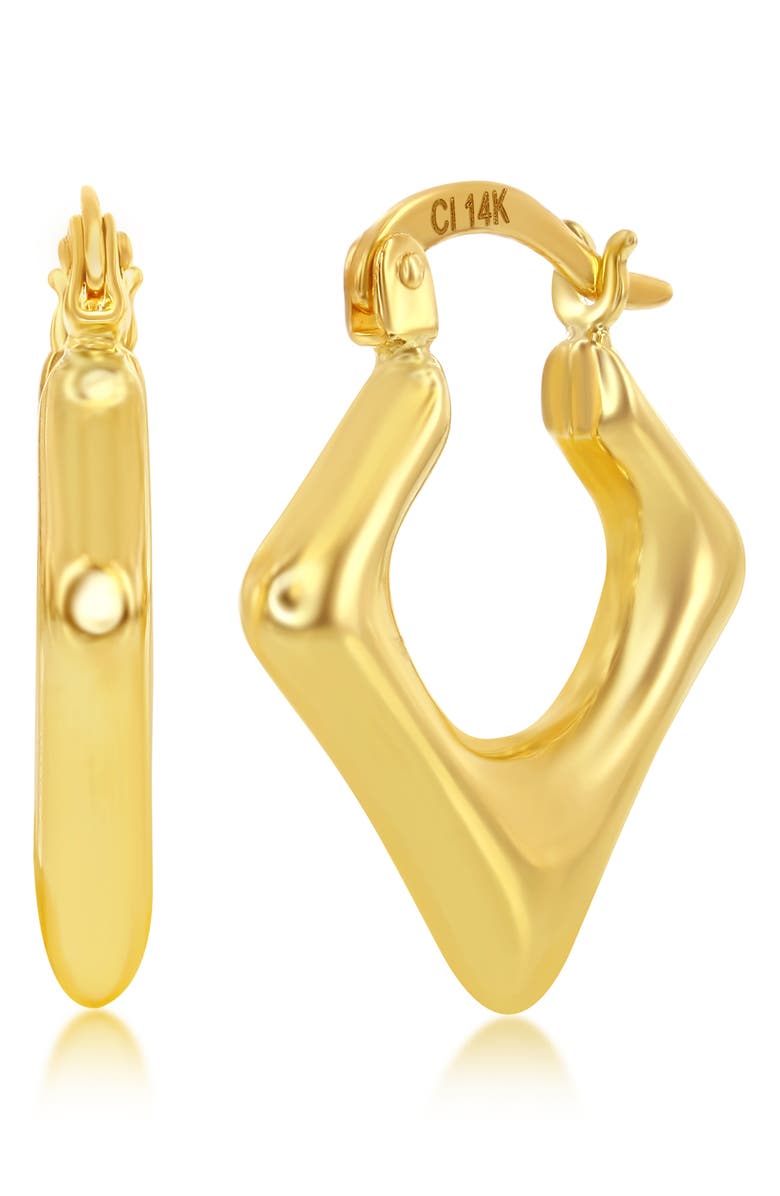 SIMONA 14K Yellow Gold Diamond Shaped Hoop Earrings, Main, color, 