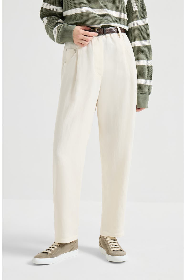 Fluid twill baggy trousers, Main, color, Ivory