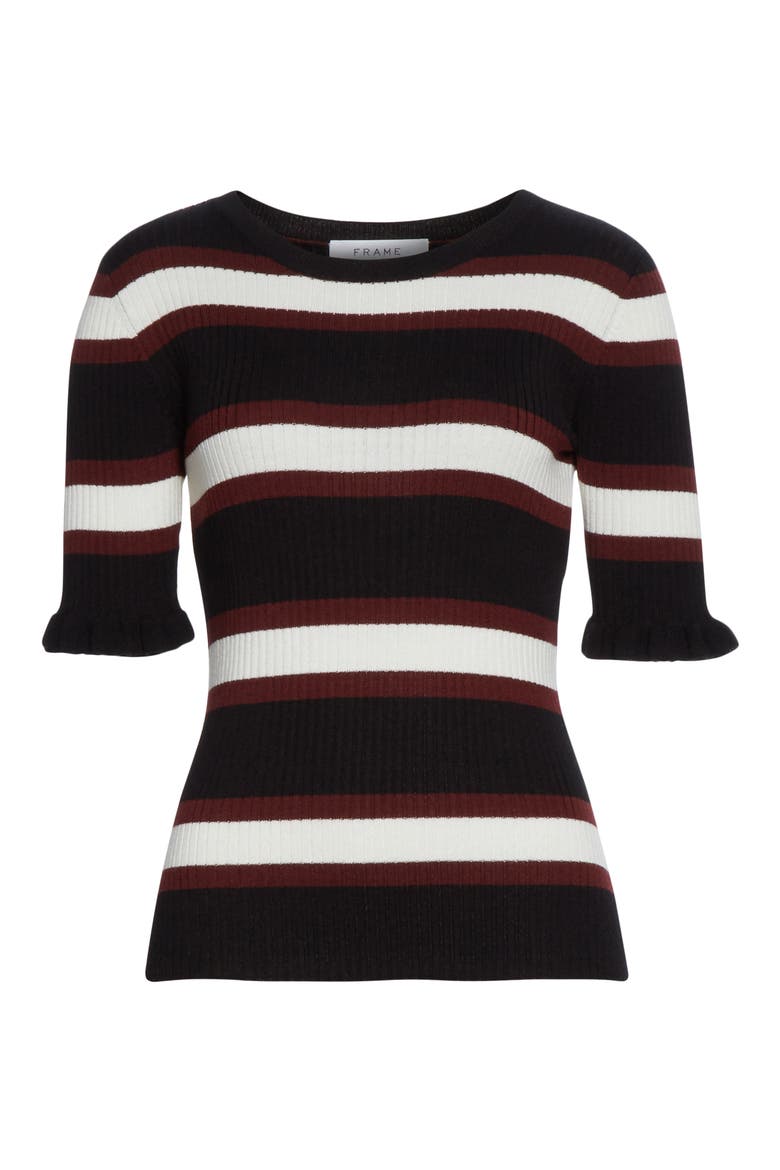 '70s Ruffle Cuff Wool Blend Sweater (Nordstrom Exclusive), Alternate, color, NOIR MULTI