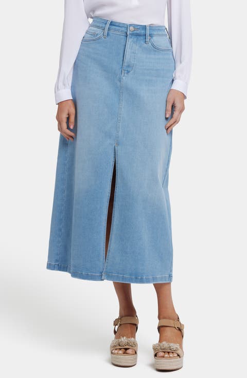 A-Line Denim Maxi Skirt