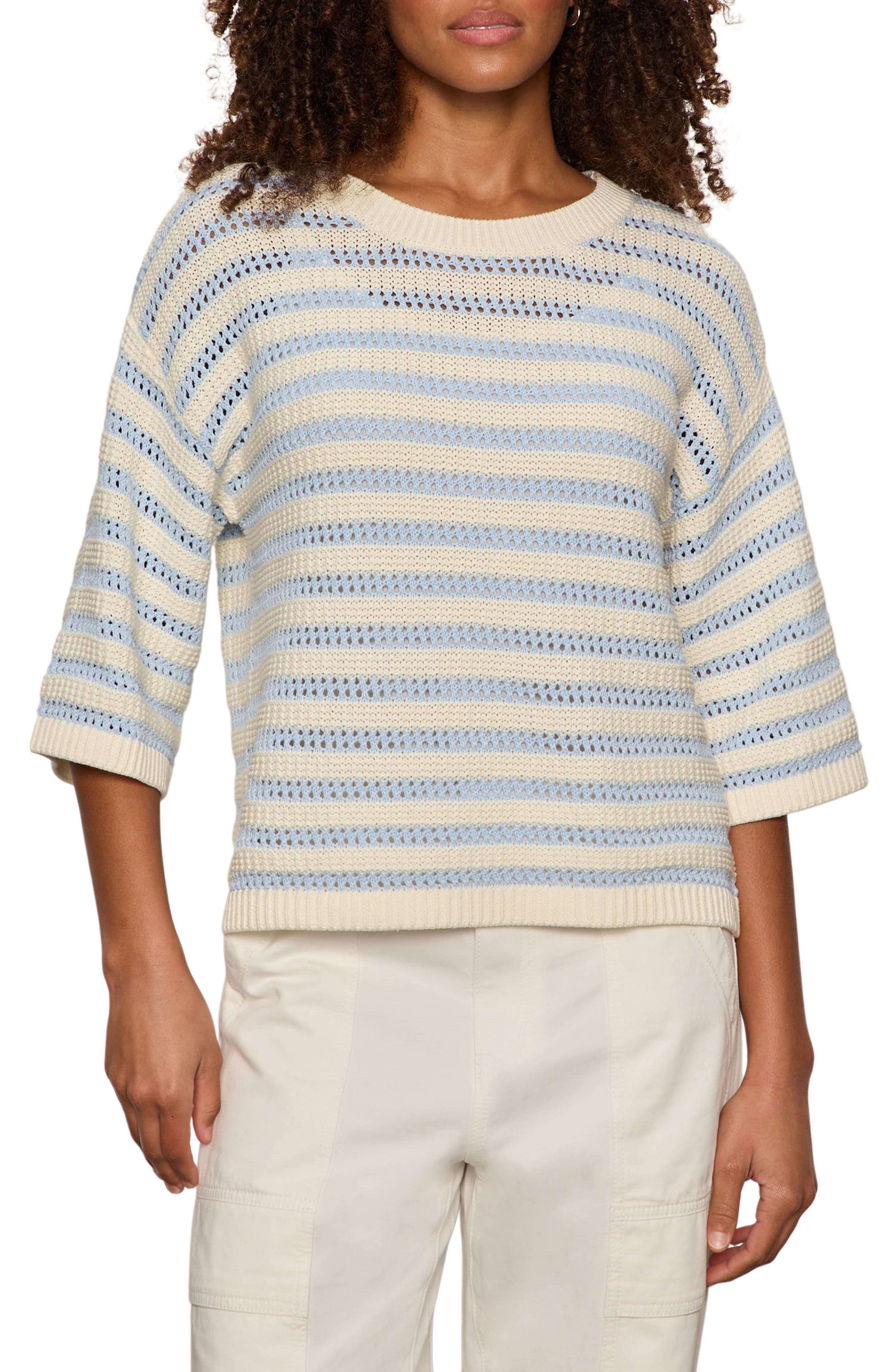 Elle Stripe Crochet Knit Sweater - image 4