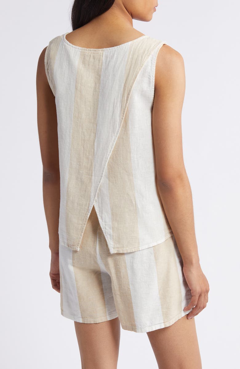 beachlunchlounge Kelis Stripe Layered Back Sleeveless Linen & Cotton Top, Alternate, color, 