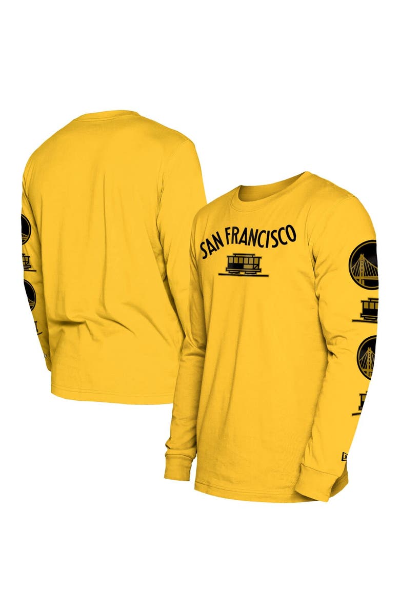 New Era Men's New Era Yellow Golden State Warriors 2023/24 City Edition Long Sleeve T-Shirt, Main, color, 