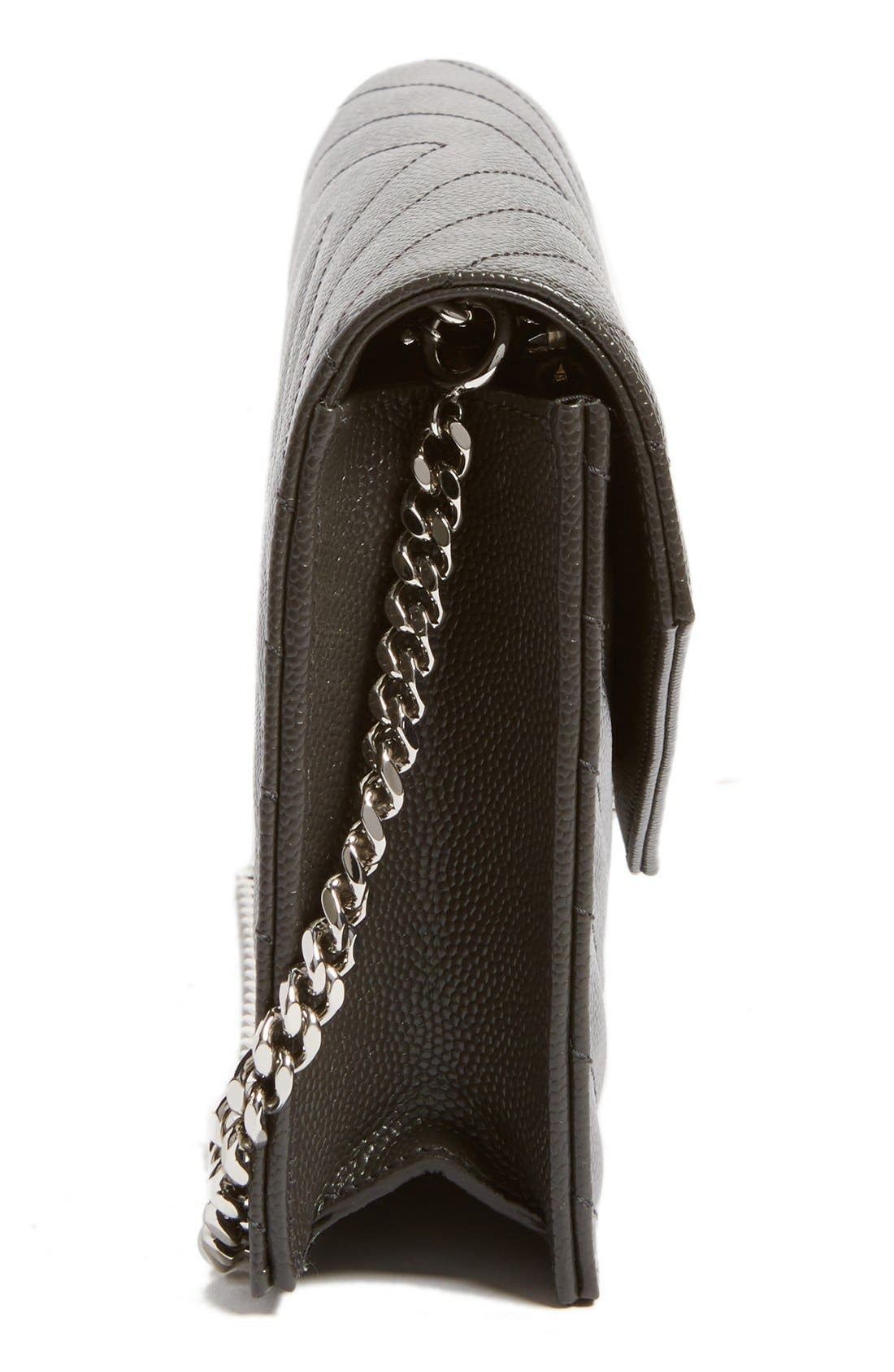 Monogramme Calfskin Leather Wallet on a Chain, Alternate, color, COAL