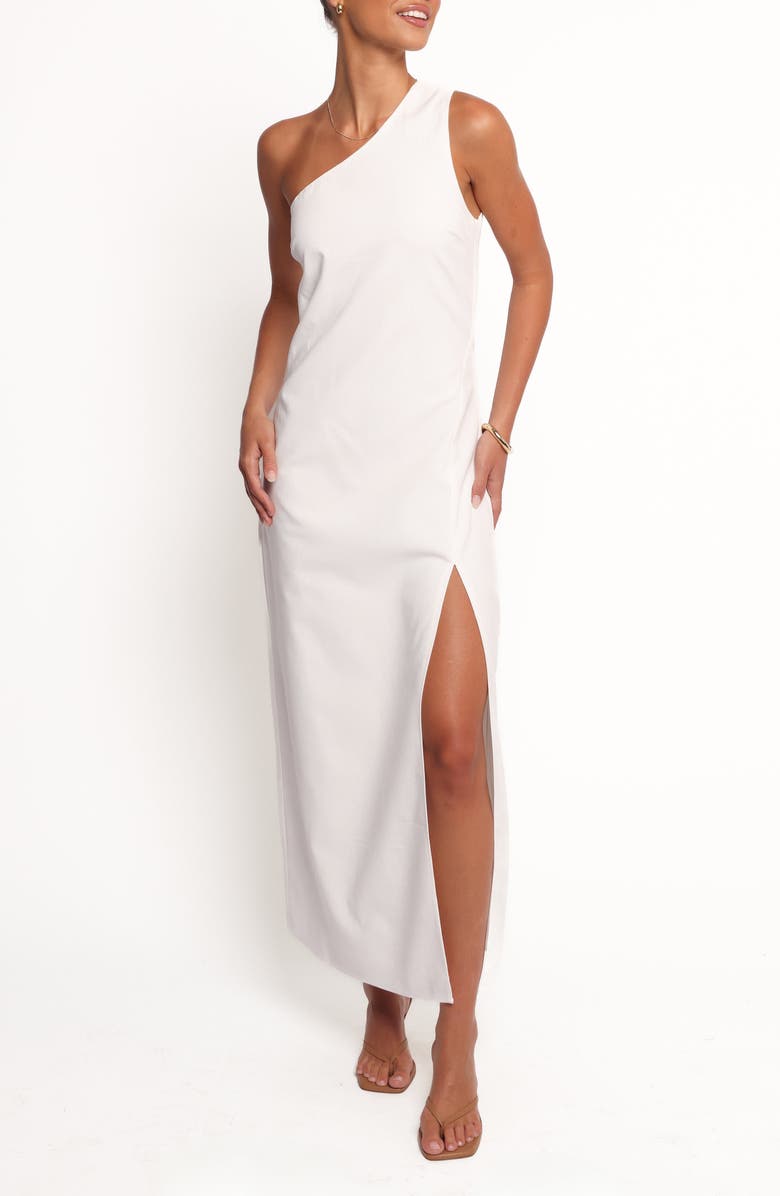 Petal & Pup Chandler One-Shoulder Linen Blend Maxi Dress, Main, color, White