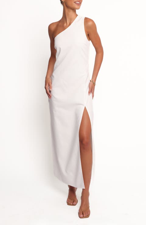 Chandler One-Shoulder Linen Blend Maxi Dress