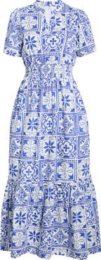 SUGARLIPS Arbor Tile Belraj Tiered Cotton Maxi Dress