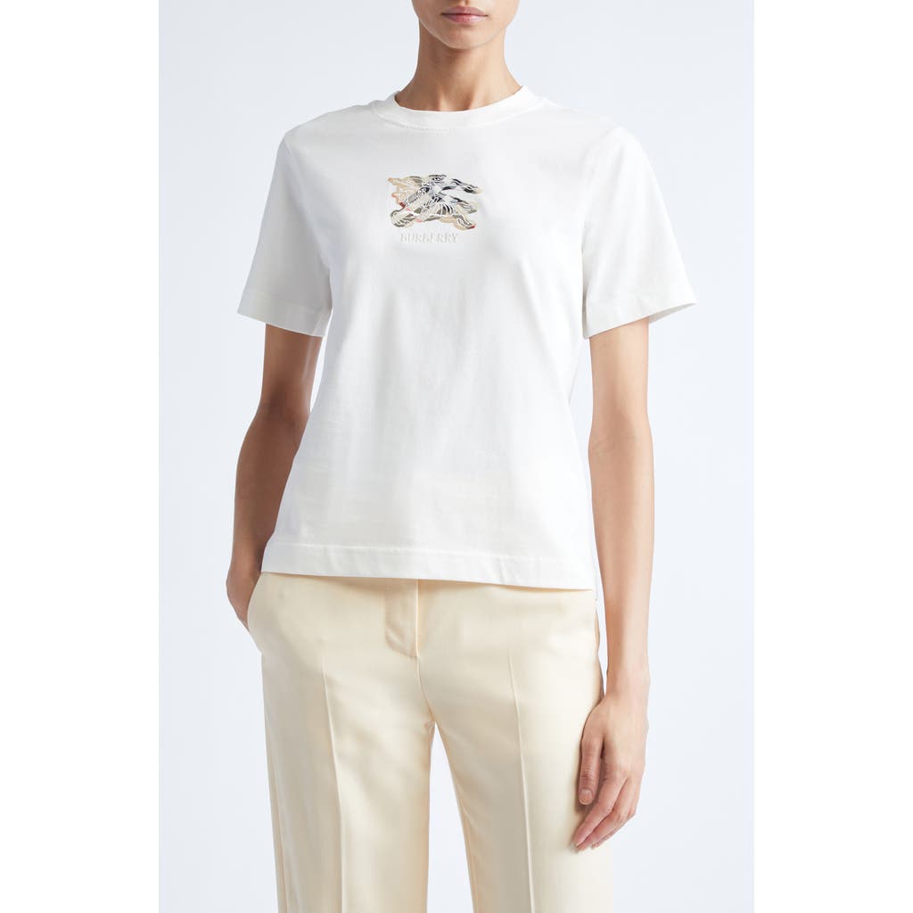 Burberry Frankie Embroidered Ekd Cotton T-shirt In White
