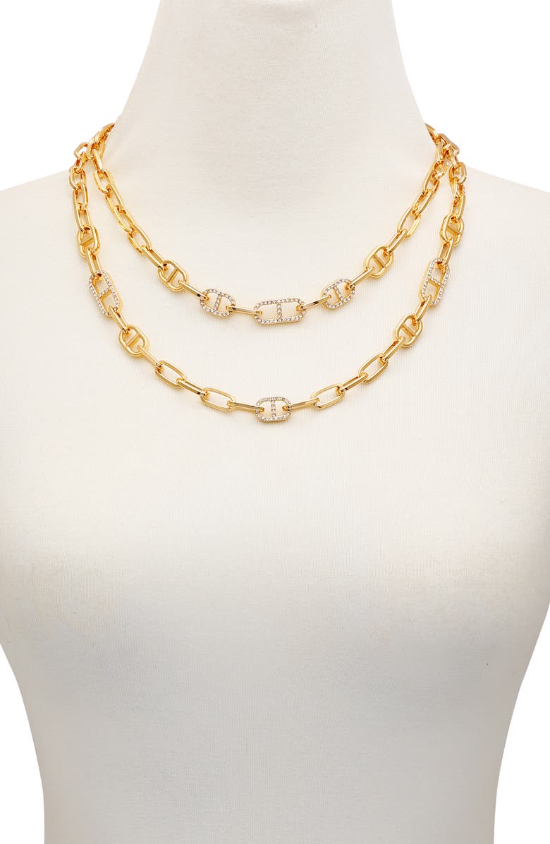 GUESS Layered Mariner Chain Necklace, Alternate, color, Gold Tone