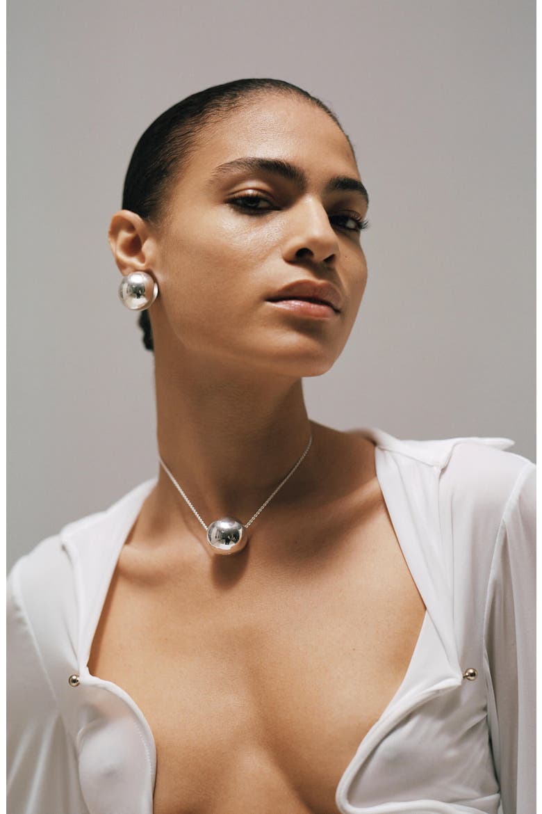 Sphere Earrings Silver, Alternate, color, Silver