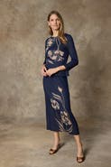 Ming Wang Floral Jacquard Soft Knit Top