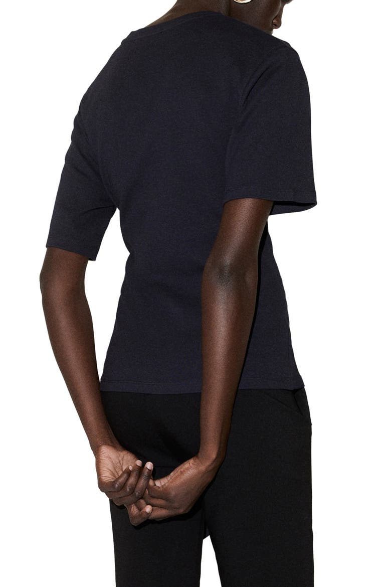 Side Tie Stretch Cotton T-Shirt, Alternate, color, NAVY