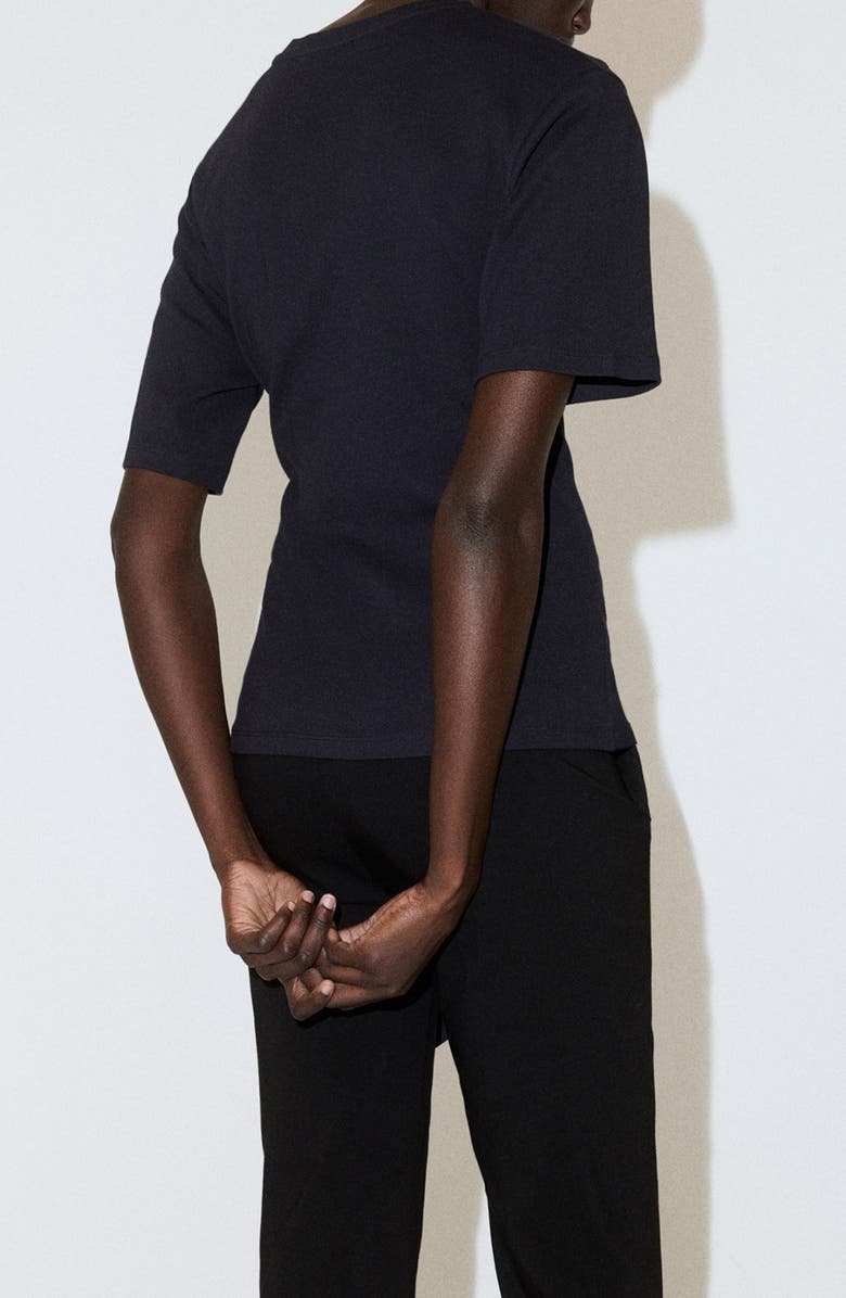 MANGO Side Tie Stretch Cotton T-Shirt, Alternate, color, 