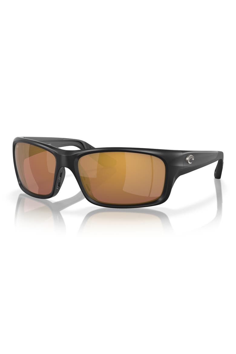 62mm Oversize Rectangular Sunglasses, Alternate, color, MATTE BLACK / GOLD MIRROR 580G
