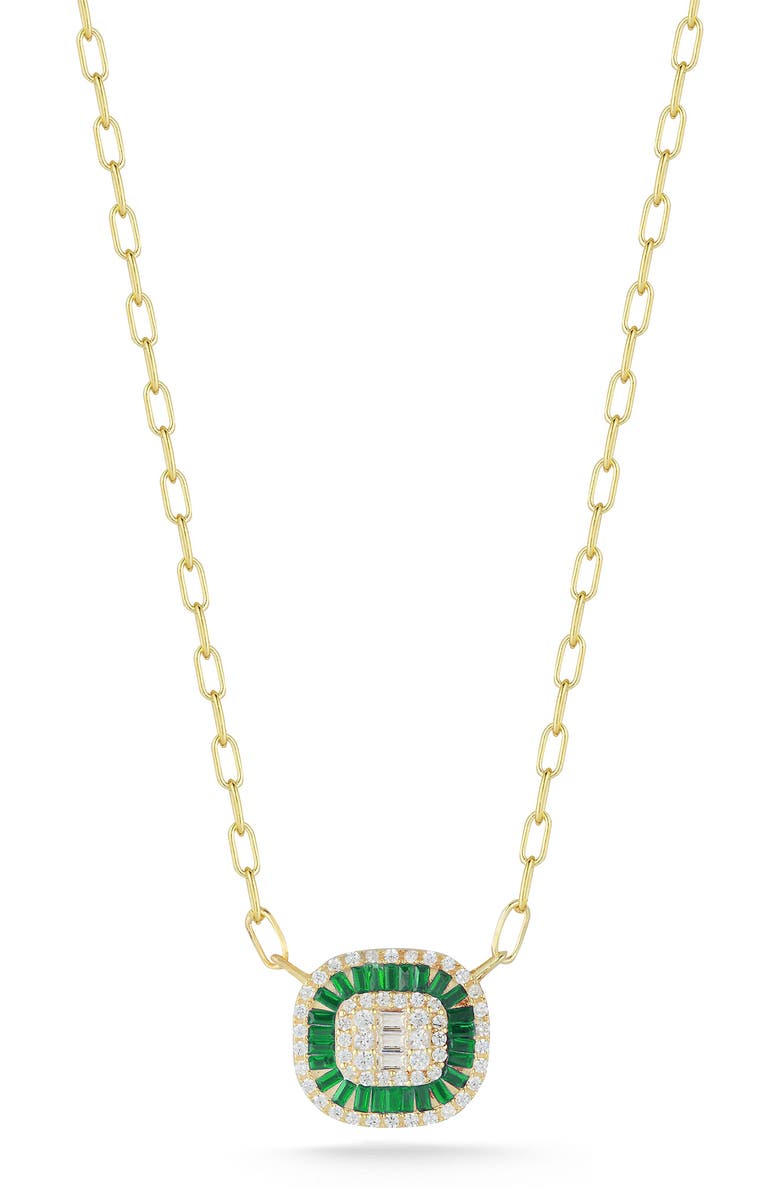 SPHERA MILANO 14K Gold Vermeil Pave CZ Cushion Pendant Necklace, Main, color, Yellow Gold