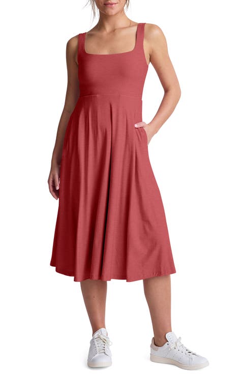 Featherweight Square Neck Midi Dress