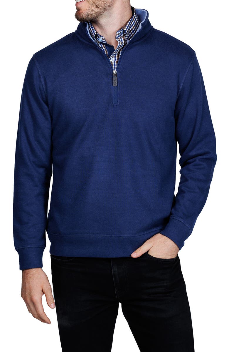 TailorByrd French Rib Quarter Zip Sweater, Alternate, color, Navy