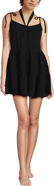Lands' End Cotton Gauze Metallic Tiered Mini Cover-up Dress