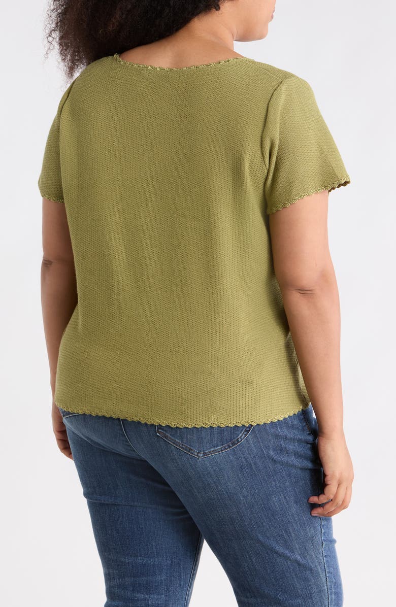Adrianna Papell Short Sleeve Sweater, Alternate, color, Green Oasis