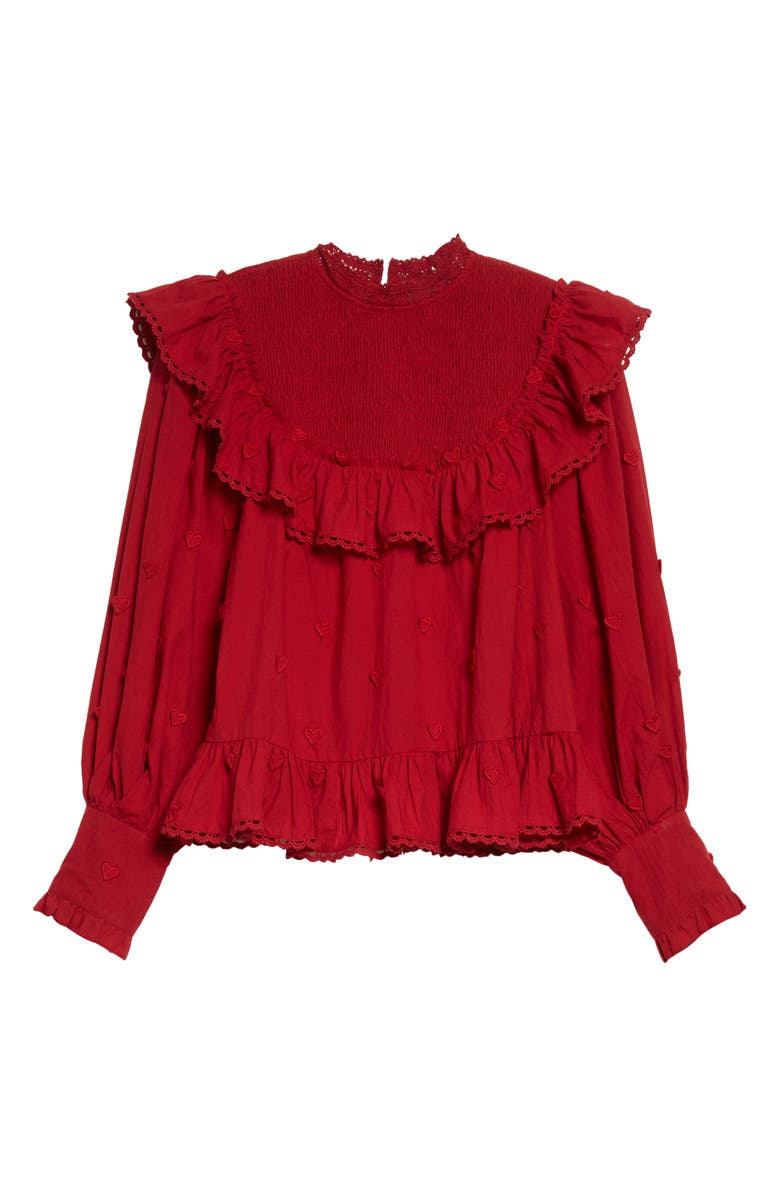 FARM Rio Heart Appliqué Cotton Blouse, Alternate, color, 