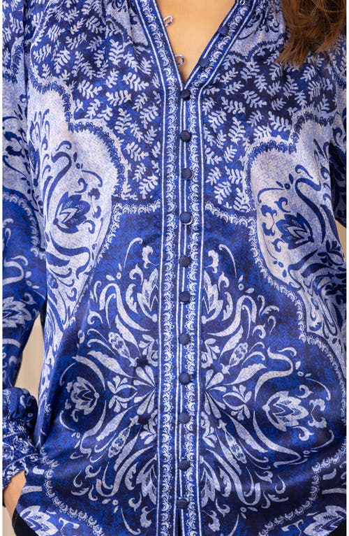 Hale Bob Marianna Silk Top In Blue