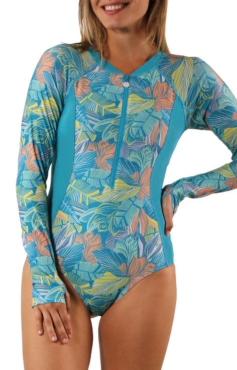 Long Sleeve Half Zip Swimsuit
