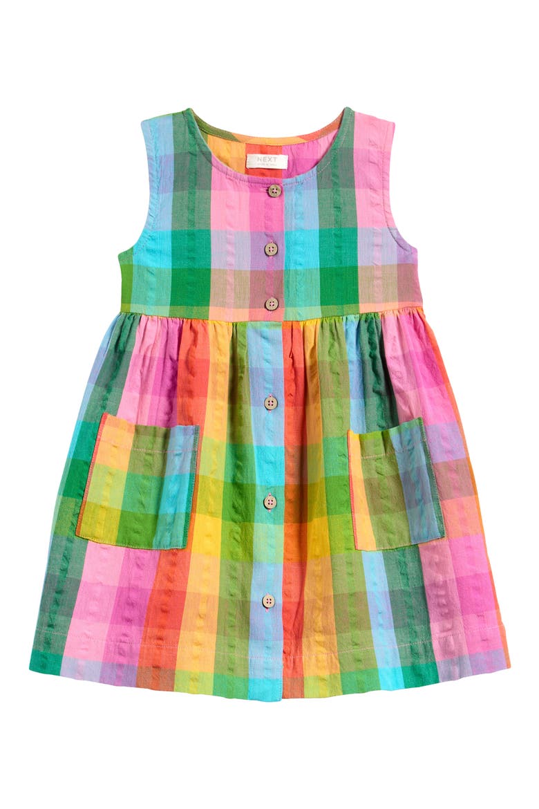 Kids' Check Cotton Button-Up Dress, Main, color, PINK