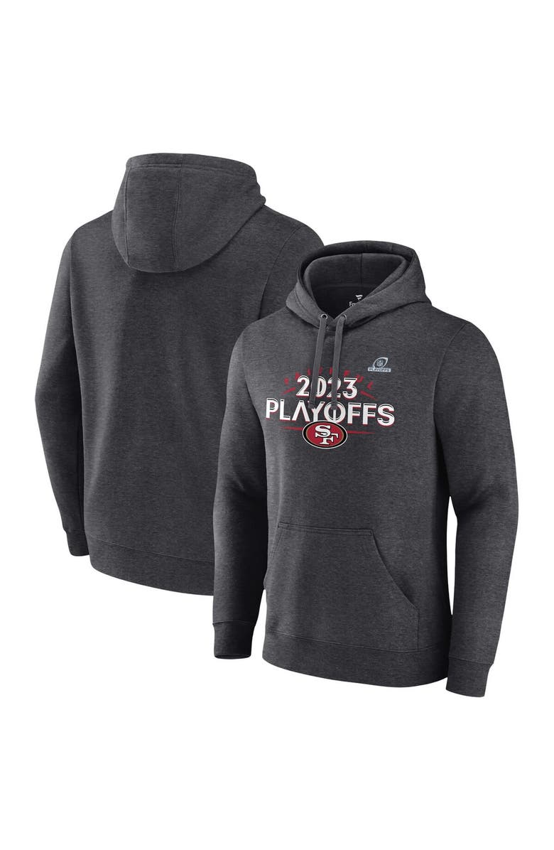 FANATICS Men's Fanatics Branded  Heather Charcoal San Francisco 49ers 2023 NFL Playoffs Fleece Pullover Hoodie, Main, color, 