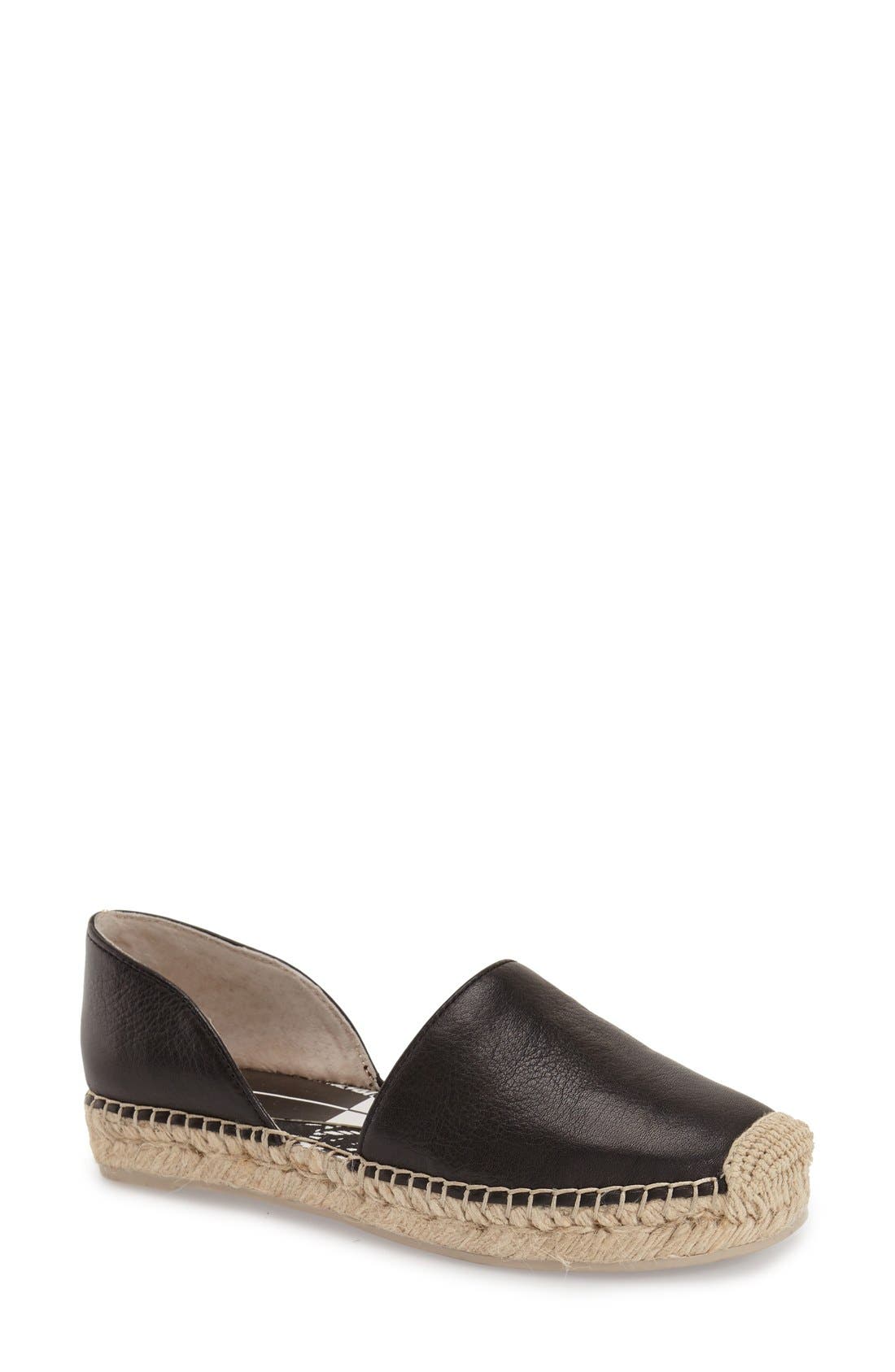 'Ciara' d'Orsay Platform Espadrille, Main, color, BLACK LEATHER