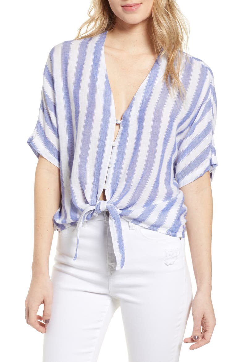 Thea Tie Hem Shirt, Main, color, PACIFICA STRIPE