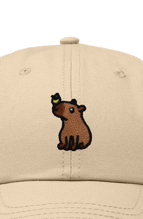 Dalix Capybara Embroidered Everyday Hat In Khaki