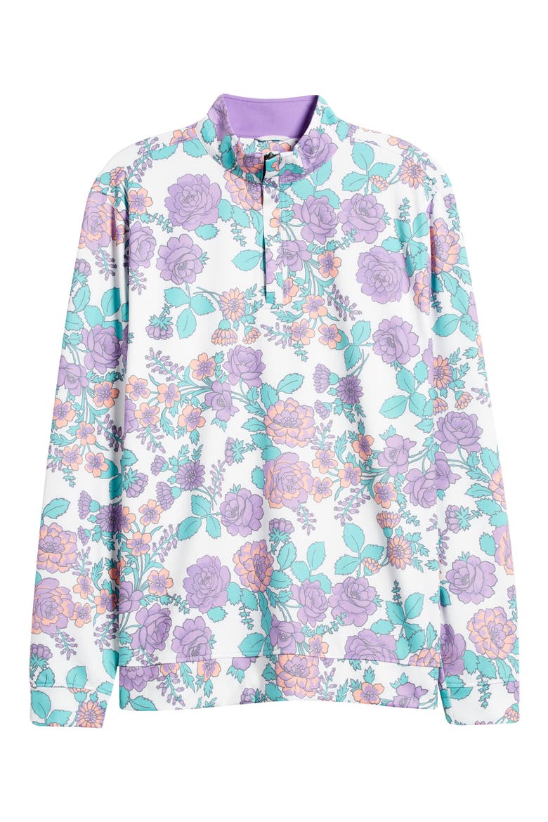 Stang Floral Quarter Zip Pullover, Alternate, color, PURPLE