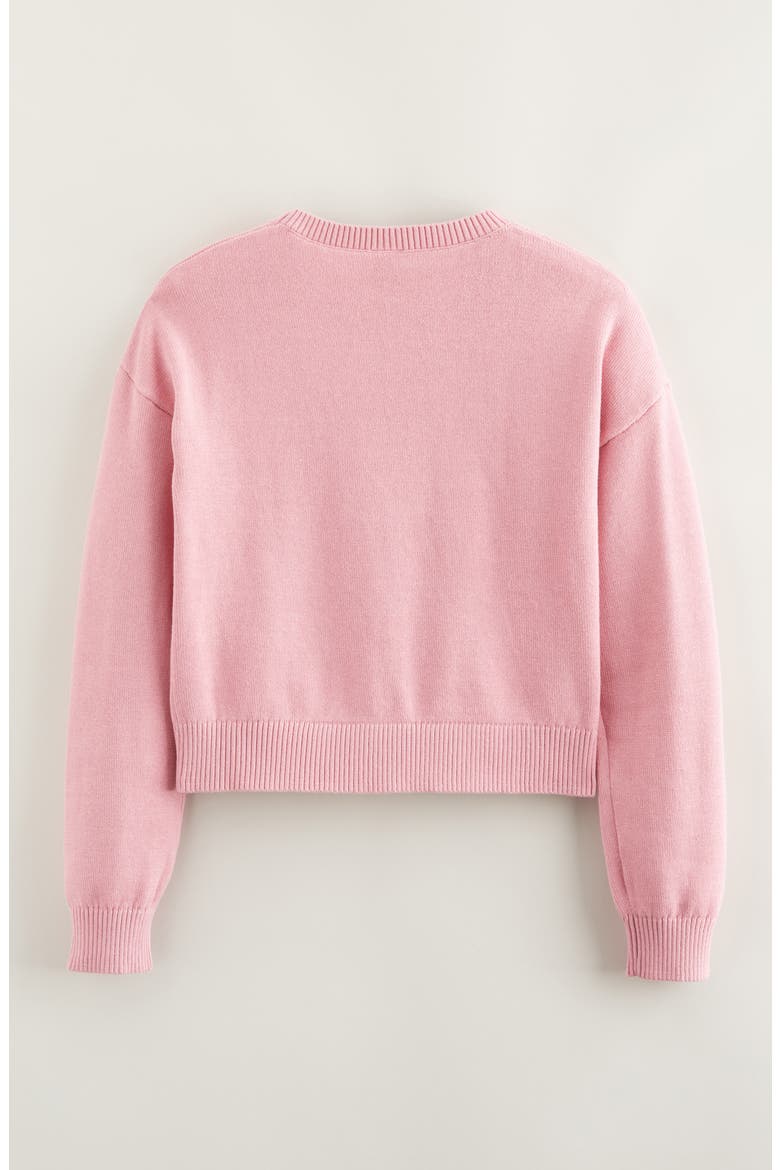 Kids' Intarsia Crewneck Sweater, Alternate, color, PINK PRINCE BOW FLOW
