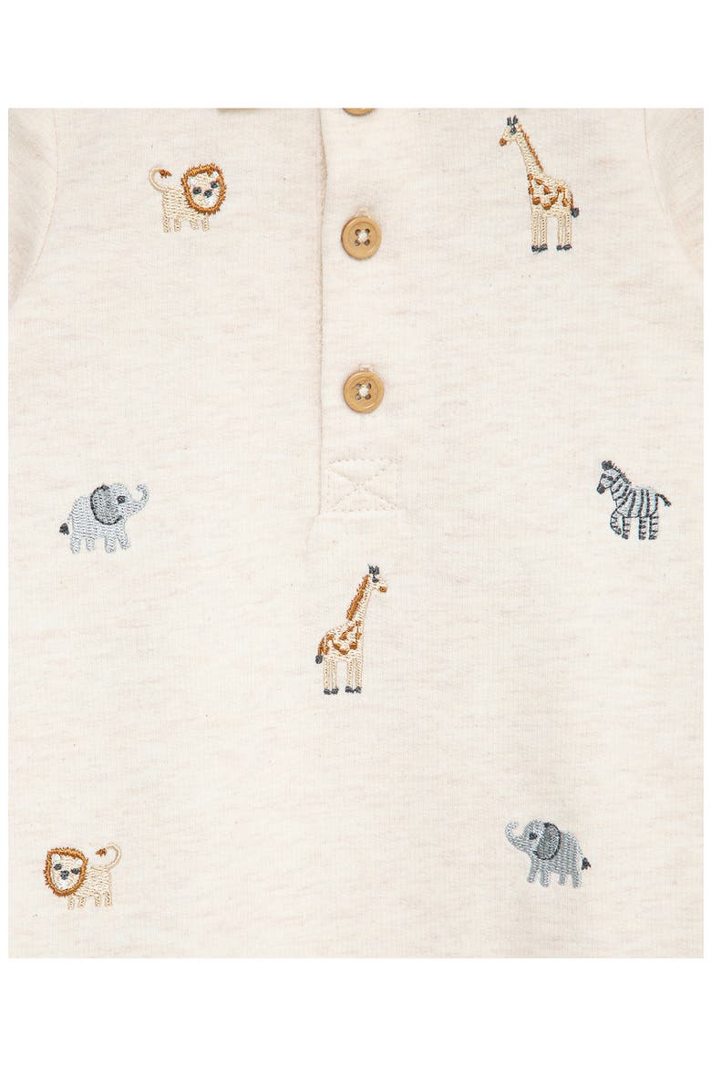 Safari Polo Romper & Socks Set, Alternate, color, OATMEAL