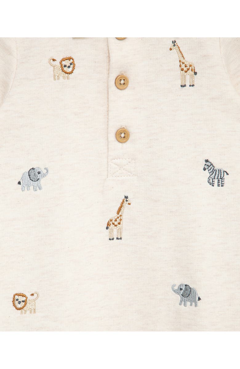 Little Me Safari Polo Romper & Socks Set, Alternate, color, 