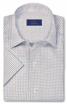 David Donahue Micro Print Lyocell Short Sleeve Shirt