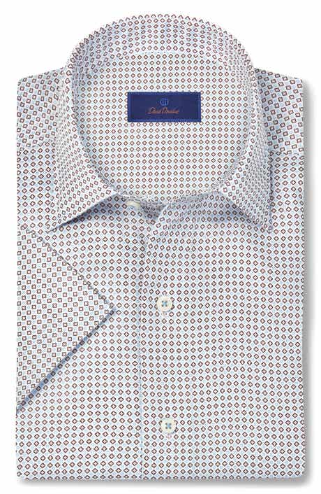 David Donahue Micro Print Lyocell Short Sleeve Shirt