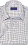 David Donahue Micro Print Lyocell Short Sleeve Shirt