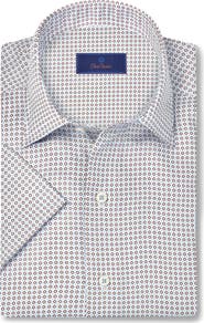 David Donahue Micro Print Lyocell Short Sleeve Shirt