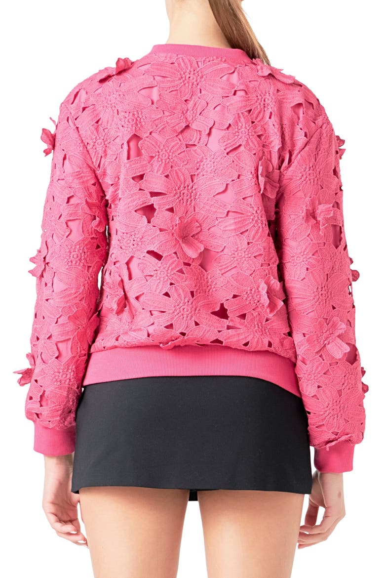 Floral Lace Sweatshirt, Alternate, color, FUCHSIA