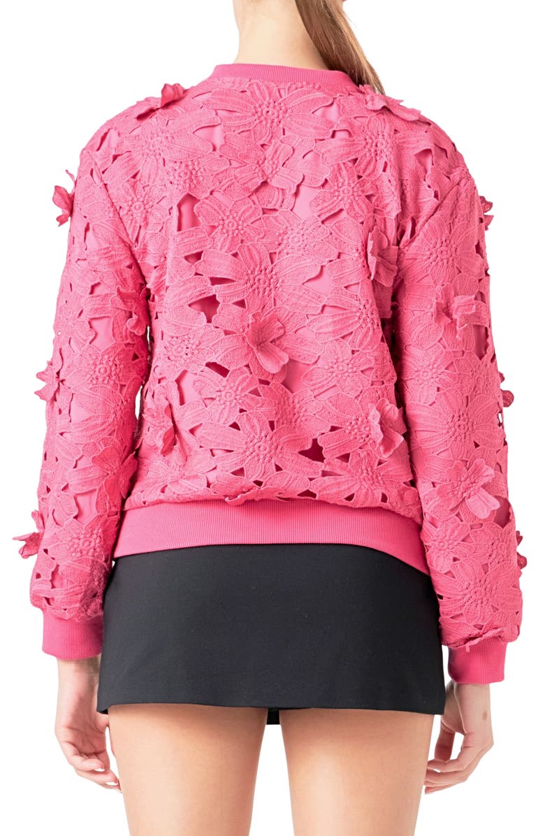 Endless Rose Floral Lace Sweatshirt, Alternate, color, Fuchsia